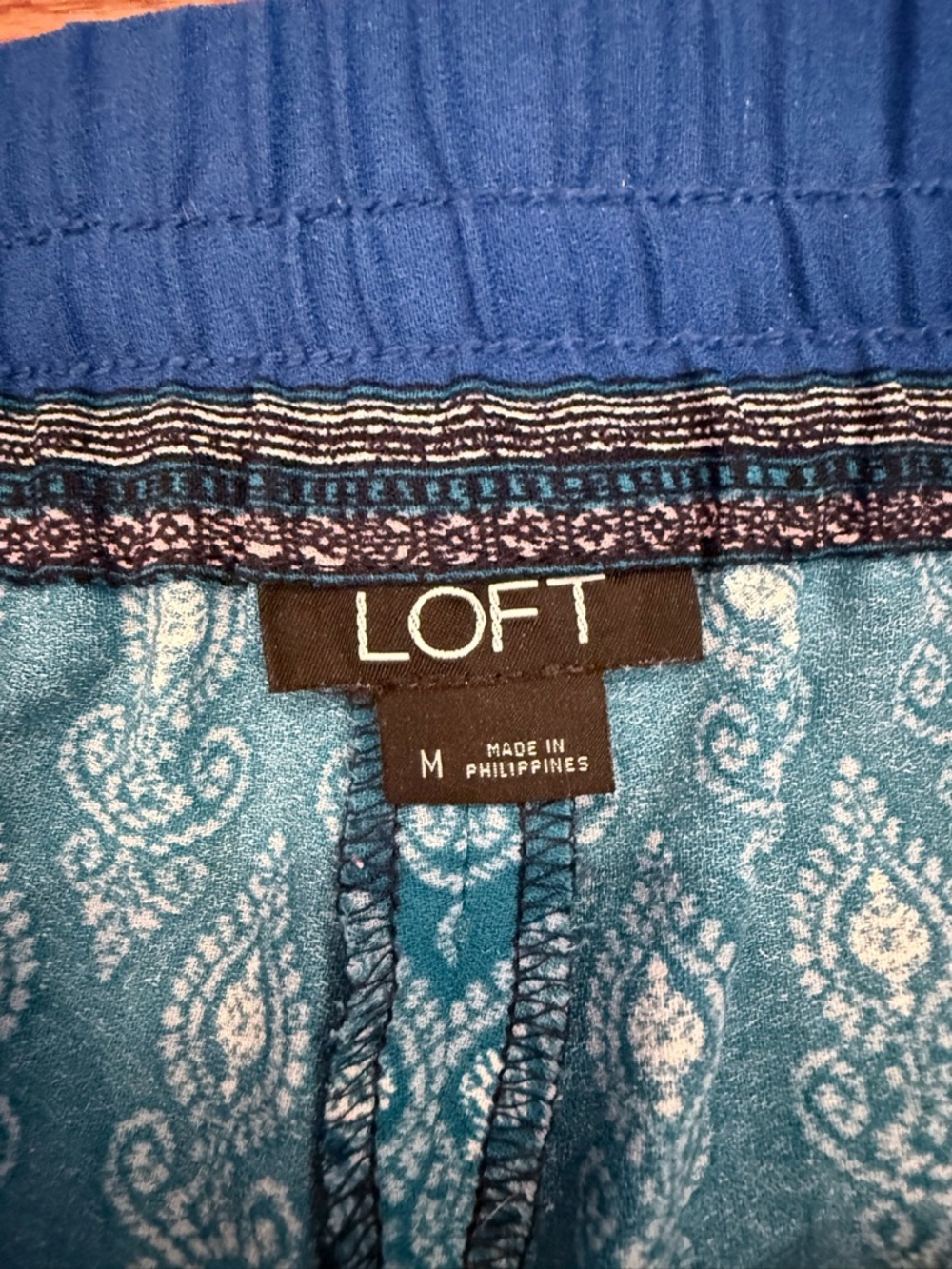 LOFT Blue Paisley-Print Flowy  Shorts - Picture 4 of 6